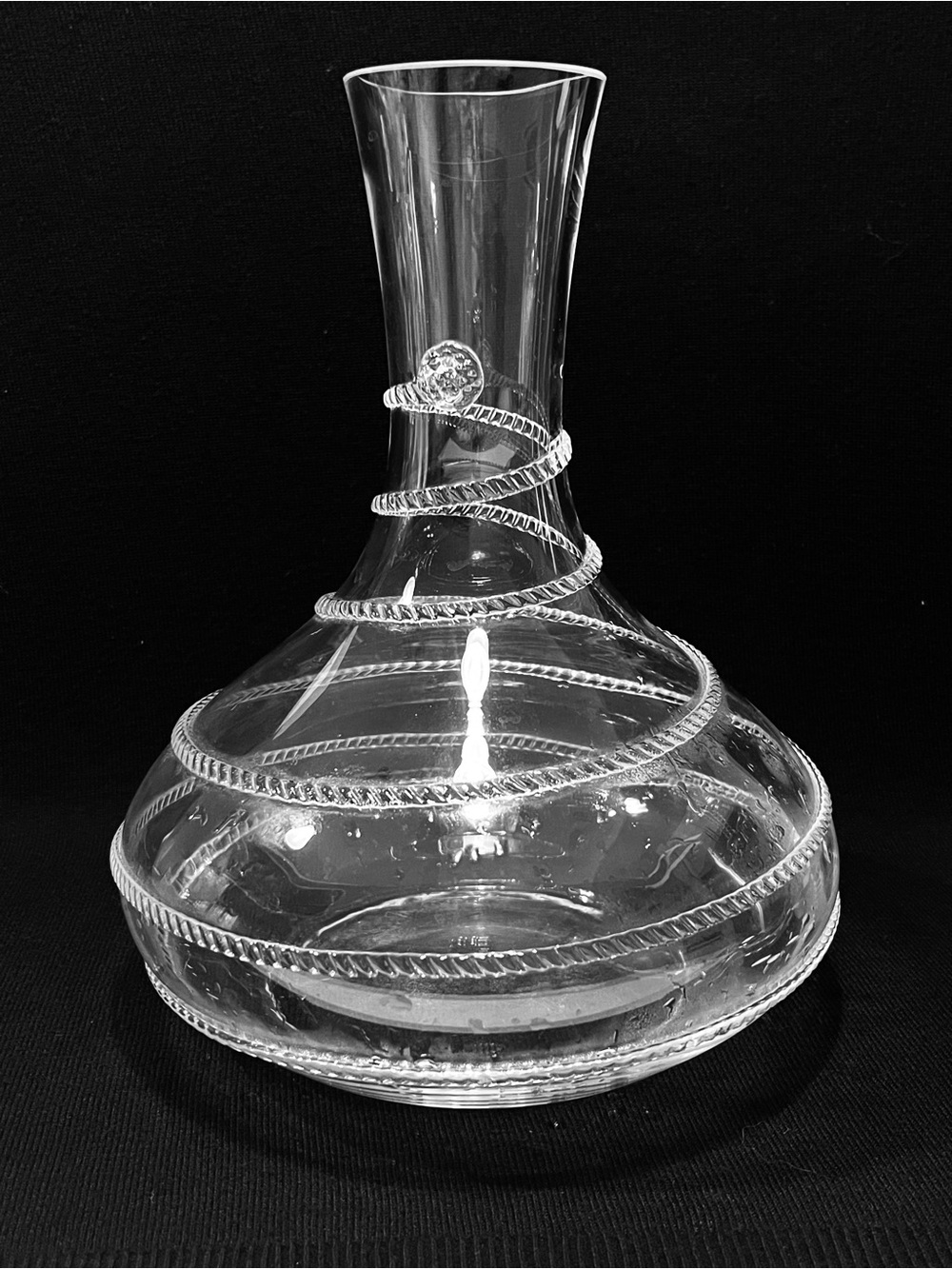 Amalia Clear Open Decanter by Juliska Glassware Twisted Rope 10”